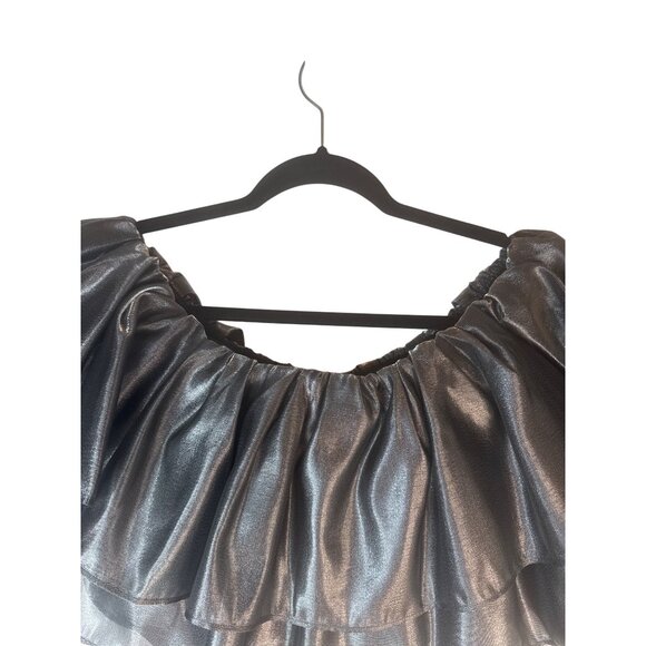 NWT Choosy Small Off-Shoulder Ruffle Crop Top Polyester Spandex Blend - Picture 3 of 13